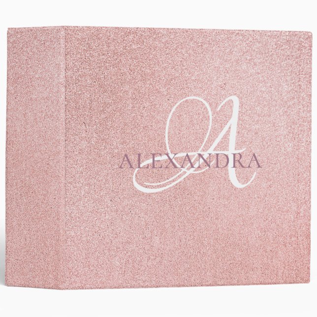 Rose gold glitter luxury monogram binder (Front/Spine)