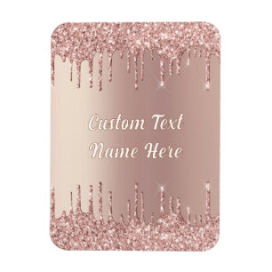 Rose Gold Glitter Magnet with Custom Text Name