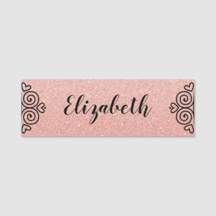 Rose Gold Glitter Makeup Artist Hair Salon  Name T Tag