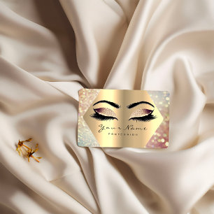 Rose Gold Glitter Makeup Artist Lashes Champaigne1 Business Card