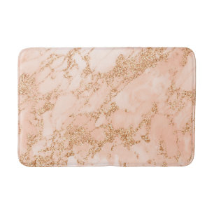 Rose gold glitter marble abstract bath mat