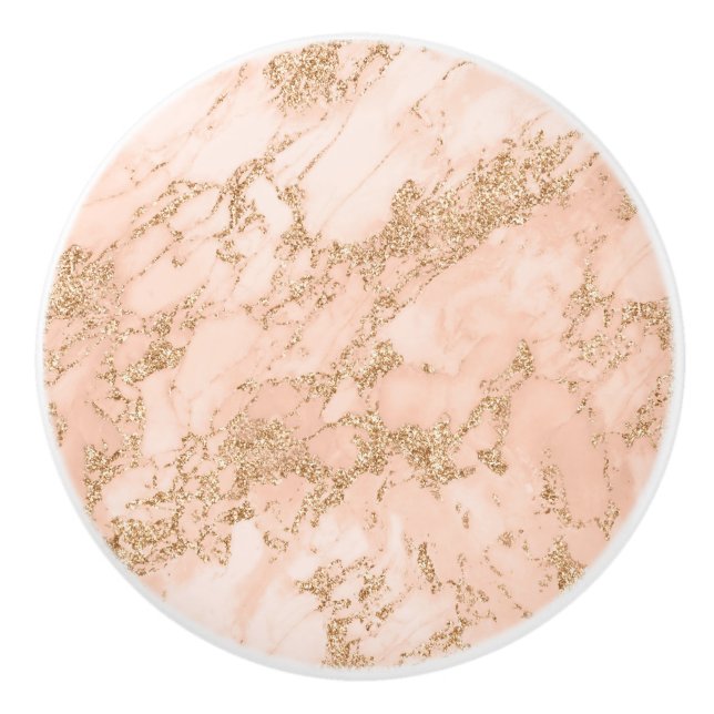 Rose gold glitter marble abstract ceramic knob (Front)