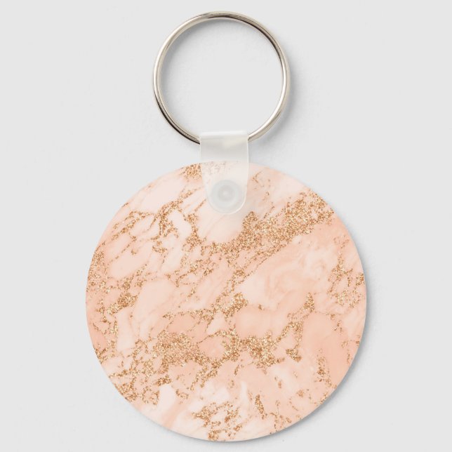 Rose gold glitter marble abstract keychain (Front)