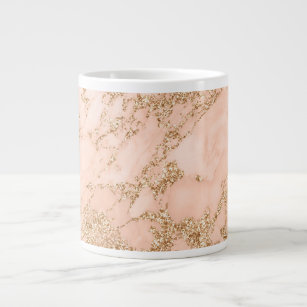 Rose gold glitter marble abstract large coffee mug