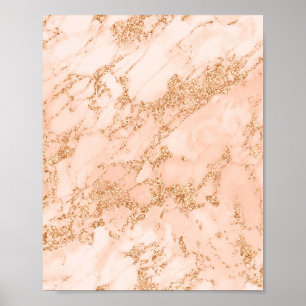 Rose gold glitter marble abstract poster