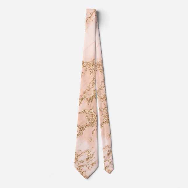 Rose gold glitter marble abstract tie (Front)