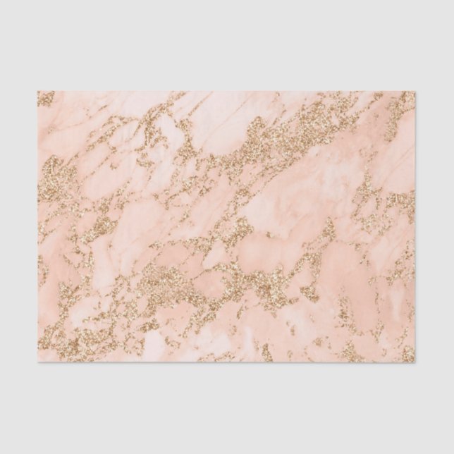 Rose gold glitter marble abstract tissue paper (Front)