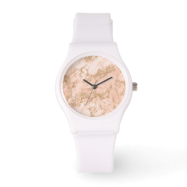 Rose gold glitter marble abstract watch (Front)