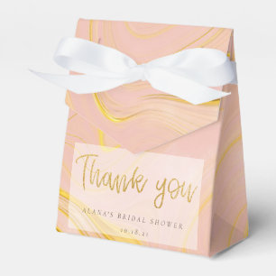 Rose Gold Glitter Marble Agate Bridal Shower Favor Box