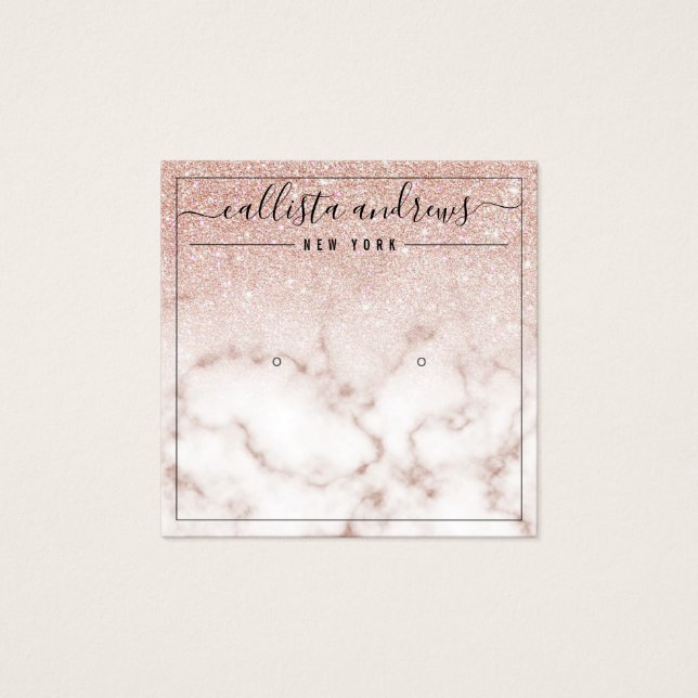 Rose Gold Glitter Marble Earring Display Card (Front)