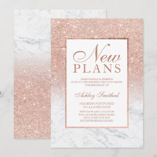 Rose gold glitter marble elegant chic new plans invitation