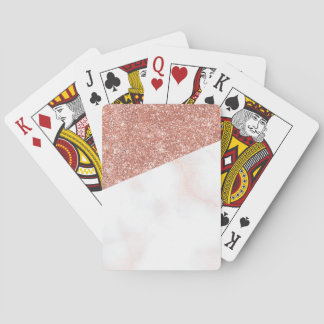 Rose Gold Glitter Marble Half & Half Playing Cards