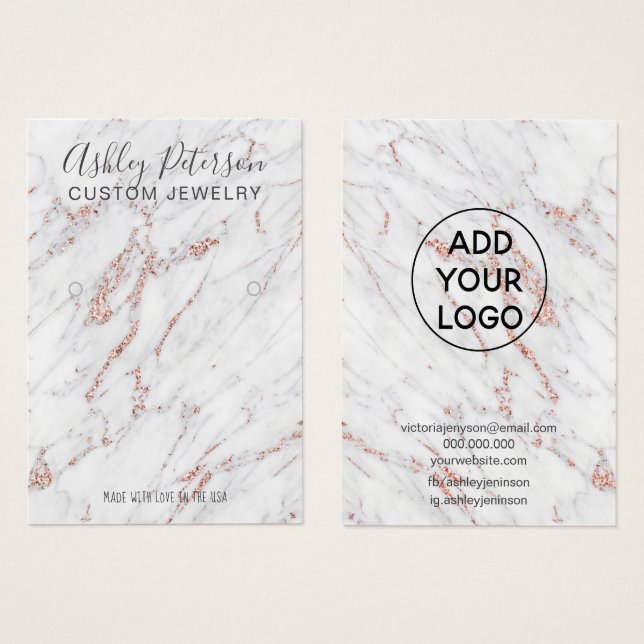 Rose gold glitter marble luxury earring display (Front & Back)