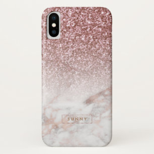 Rose-gold Glitter & Marble Ombre Case-Mate iPhone Case
