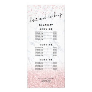 rose gold glitter marble sparkle confetti  price rack card