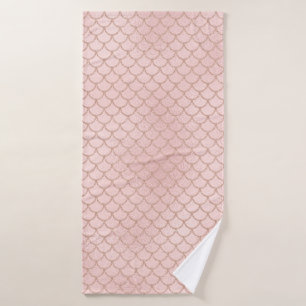 Rose Gold Glitter Mermaid Scales Bath Towel Set