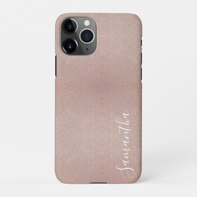 Rose Gold Glitter Metallic Pretty Girly Sparkly iPhone Case (Back)