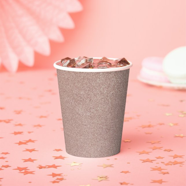 Rose Gold Glitter Metallic Pretty Girly Sparkly Paper Cups (Insitu)