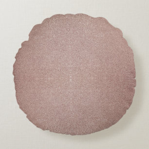 Rose Gold Glitter Metallic Pretty Girly Sparkly Round Pillow