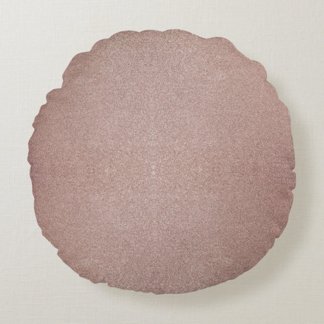 Rose Gold Glitter Metallic Pretty Girly Sparkly Round Pillow (Front)