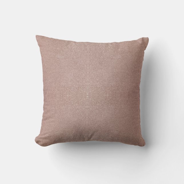 Rose Gold Glitter Metallic Pretty Girly Sparkly Throw Pillow (Front)