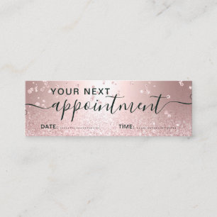 rose gold glitter metallic sparkle appointment mini business card