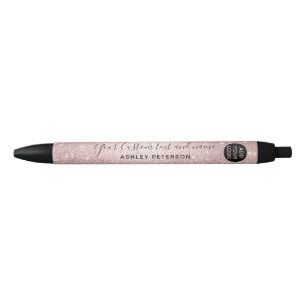 rose gold glitter metallic sparkle confetti name black ink pen