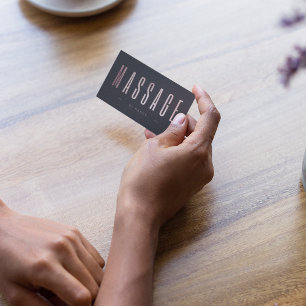 Rose Gold Glitter Minimalist Massage Therapist Business Card