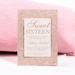 Rose gold glitter modern elegant chic Sweet 16 Invitation<br><div class="desc">A modern,  pretty chic and elegant faux rose gold glitter shower Sweet 16 birthday party invitation with rose gold with and elegant rose gold frame Perfect for a princess Sweet sixteen,  perfect  for her,  the fashionista who loves modern pattern and glam</div>