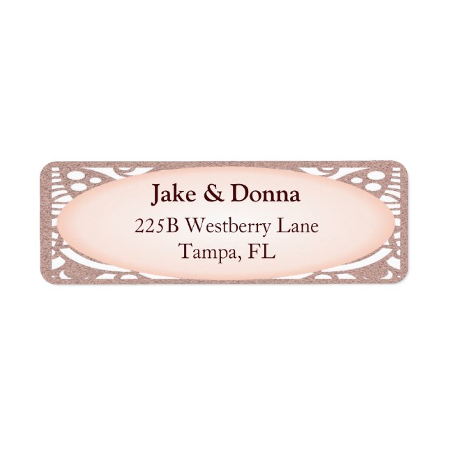 Rose Gold Glitter Modern Wedding Label (Front)