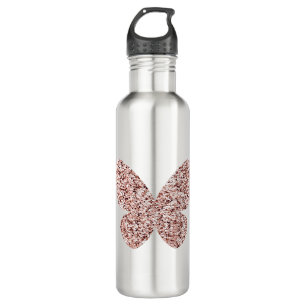 Rose Gold Glitter Monarch Clipart Cute Butterfly 710 Ml Water Bottle