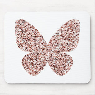 Rose Gold Glitter Monarch Clipart Cute Butterfly Mouse Pad