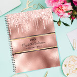 Rose gold glitter monogram 2025 planner<br><div class="desc">A rose gold and faux gold metallic looking background with a rose gold and faux gold band. Decorated with rose gold faux glitter drips, paint dripping look. Personalize and add a year, your name and a title on front. Black letters. The name is written with a modern and trendy hand...</div>