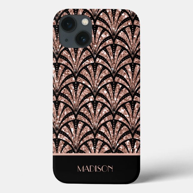 Rose Gold Glitter Monogram Art Deco Pattern Case-M Case-Mate iPhone Case (Back)