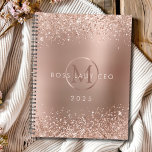 Rose Gold Glitter Monogram Boss Lady 2025 Planner<br><div class="desc">Rose Gold Glitter Monogram Boss Lady 2025 Annual Planner... Your monogram logo takes its colours from the metallic rose gold foil and sparkly blush glitter of the background, creating a chic, trendy luxe look for your personalized 2025 planner. You can easily change the monogram initial and replace the "Boss Lady...</div>
