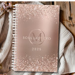 Rose Gold Glitter Monogram Boss Lady 2025 Planner<br><div class="desc">Rose Gold Glitter Monogram Boss Lady 2025 Annual Planner... Your monogram logo takes its colours from the metallic rose gold foil and sparkly blush glitter of the background, creating a chic, trendy luxe look for your personalized 2025 planner. You can easily change the monogram initial and replace the "Boss Lady...</div>