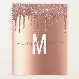Rose Gold Glitter Monogram Handwritten script Planner