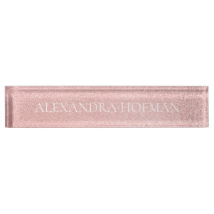 Rose gold glitter monogram luxury nameplate