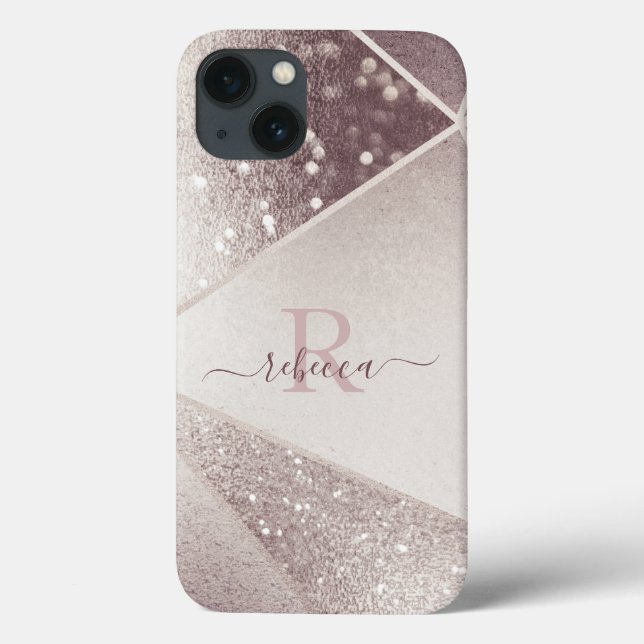 Rose Gold Glitter Monogram Name  Personalized  Case-Mate iPhone Case (Back)