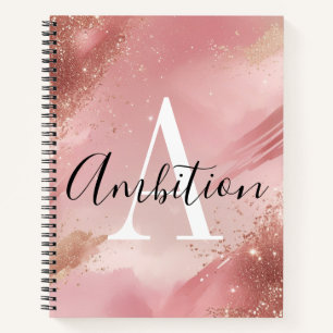 Rose Gold Glitter Monogram Notebook – Personalized