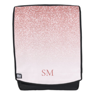 Rose Gold Glitter Monogram Personalized Backpack