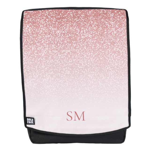 Rose Gold Glitter Monogram Personalized Backpack (Front)