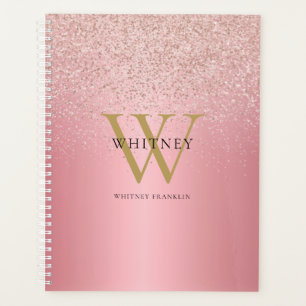 Rose Gold Glitter Monogram Professional Business Planner