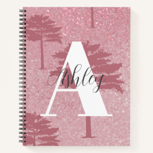  Rose Gold Glitter Monogrammed Spiral Notebook