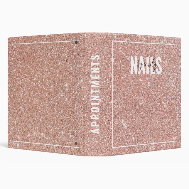 Rose Gold Glitter Nail Technician Nails Salon Binder (Background)