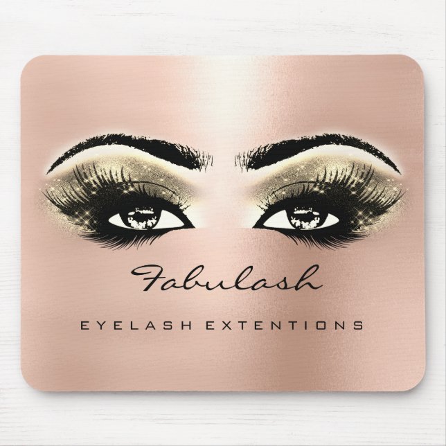 Rose Gold Glitter Name Beauty Lashes Makeup Mouse Pad (Front)