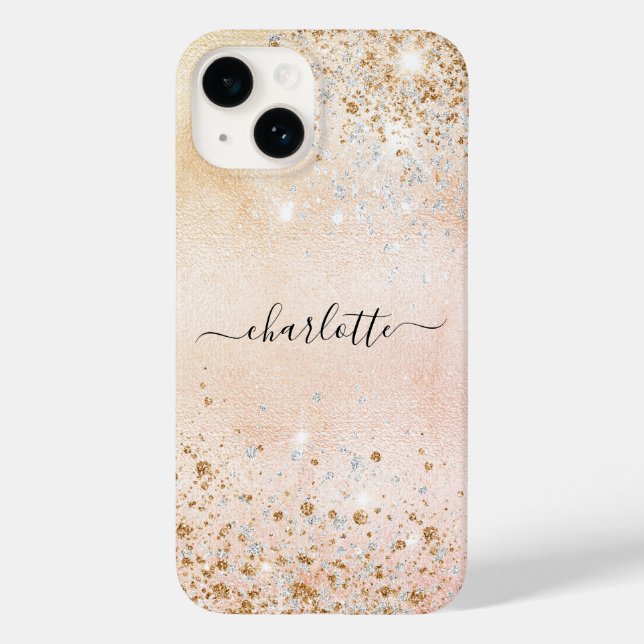 Rose gold glitter name Case-Mate iPhone case (Back)