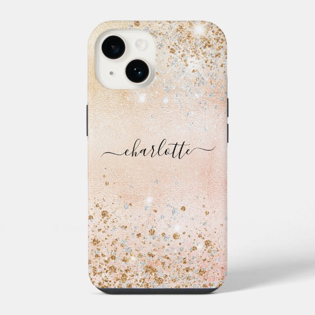 Rose gold glitter name iPhone case (Back)