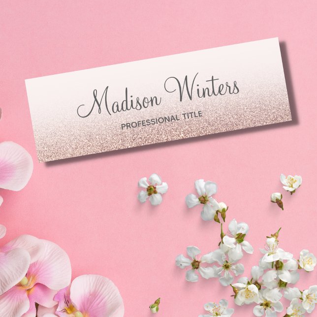Rose Gold Glitter Ombre Employee Name Tag Badge (Creator Uploaded)