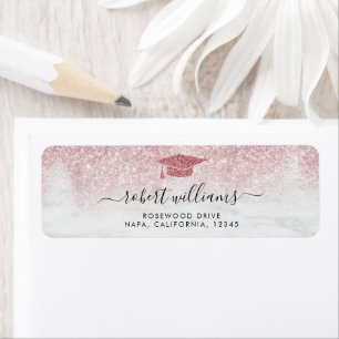 Rose Gold Glitter Ombre Graduation Return Address